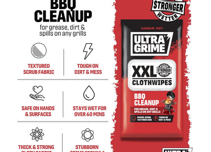 UltraGrime BBQ Cleaning Wet Wipes Multi-Purpose Heavy-Duty Grill & Oven Cleaning Cloths