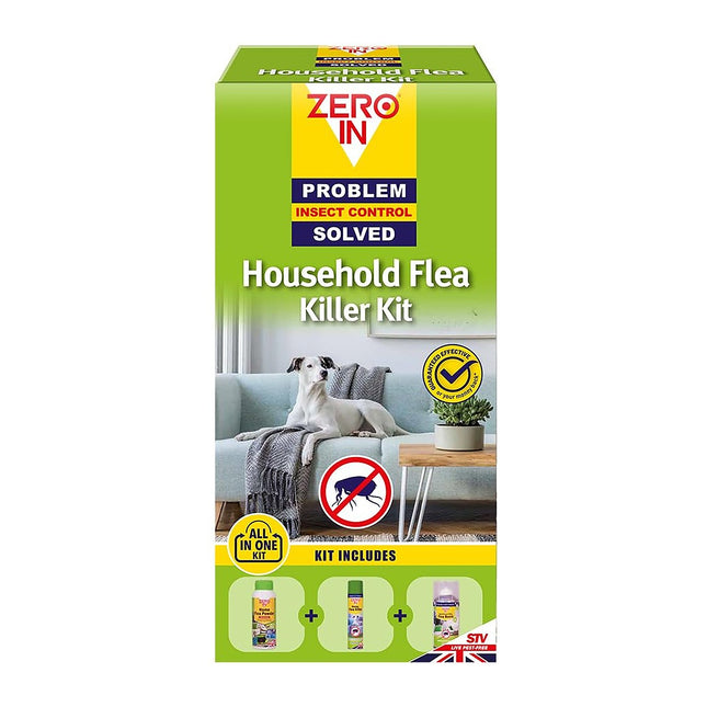 STV Zero In All-In-One Flea Killer Kit. 300ml 300g