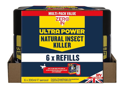 STV Zero In Ultra Power Natural Insect Killer Refill- (6-Pack) Value Pack Kills Flies 200ml