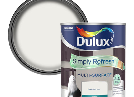Dulux Simply Refresh Multi Surface Eggsgell Paint - Pure Brilliant White - 750ml