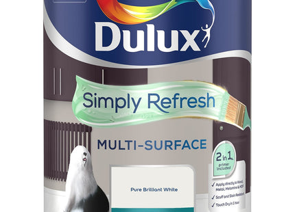 Dulux Simply Refresh Multi Surface Eggsgell Paint - Pure Brilliant White - 750ml