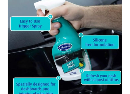 Triplewax Dash Shine 500ml - Cleans & Restores Dashboard with Anti-Static Finish