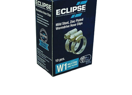 Eclipse Professional Tools - Size OOO W1, 9.5-12mm (_" - _") Mild Steel Worm Gear Hose Clamps ECW1 (Pack of 10)