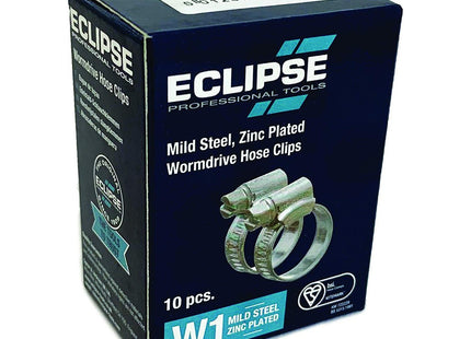 Eclipse Professional Tools - Size O W1, 16-22mm (_" - _") Mild Steel Worm Gear Hose Clamps ECW1 (Pack of 10)