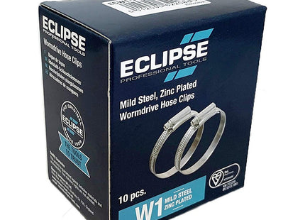 Eclipse Professional Tools - Size 1 W1, 25-35mm (1" - 1 _") Mild Steel Worm Gear Hose Clamps ECW1 (Pack of 10)