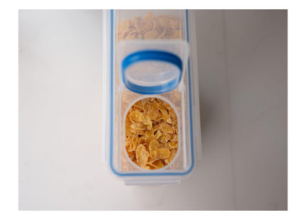 Addis Clip Tight Cereal Food Storage Container 3.7 Litre Tall Rectangle With Easy Pour Lid and Locking Clips, Airtight Bpa Free, Clear Transparent