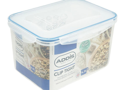 Addis Clip Tight Food Storage Container Large Tall Rectangle Airtight Silicone Seal Containers Bpa Free Easy Locking Lid Clips 4.2 Litre