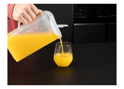 Addis Clip Tight Fridge Liquid Storage Container 1.5 Litre Jug With Handle, Easy Pour Lid and Locking Clips, Airtight Bpa Free, Clear Transparent