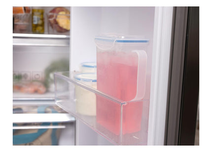 Addis Clip Tight Fridge Liquid Storage Container 1.5 Litre Jug With Handle, Easy Pour Lid and Locking Clips, Airtight Bpa Free, Clear Transparent