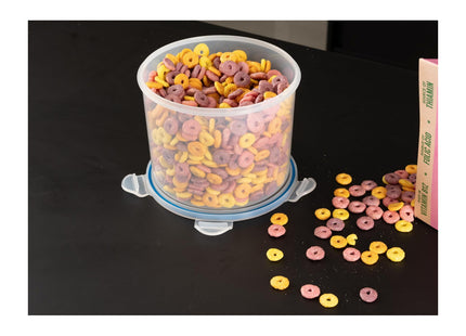 Addis Clip Tight Food Storage Container Large 2 Litre Round Airtight Silicone Seal Containers Bpa Free Easy Locking Lid Clips, Clear Transparent