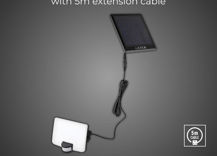 Masterplug Luceco Solar Powered LED Outdoor Floodlight with Pir Motion Sensor, Exterior Lighting, 800lm IP65