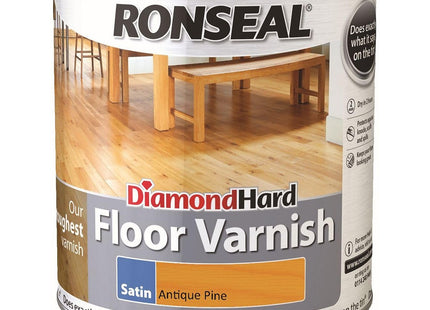 Ronseal Diamond Hard Floor Varnish Antique Pine Satin 2.5 Litre
