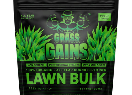 Grass Gains Organic Grass Fertiliser, Child Friendly, Covers 100m_ Black Edition 2.5kg
