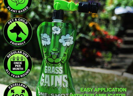 Grass Gains All Year Round One Shot Wonder Lawn Treatment, Feed Greens Up Your Lawn in 24 Hours, Child and Pet Friendly 1 Litre