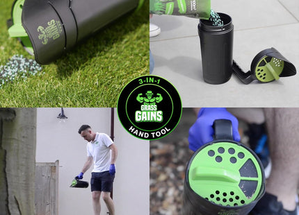 Grass Gains 3-in-1 Fertiliser Hand Spreader Shaker, 3 Application Settings