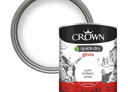 Crown Wood & Metal Brilliant White Gloss Paint - Radiators & Skirting 750ml