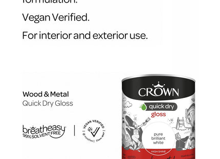 Crown Wood & Metal Brilliant White Gloss Paint - Radiators & Skirting 750ml