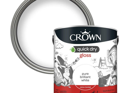 Crown Wood & Metal Brilliant White Gloss Paint - Radiators & Skirting 2.5 Litre