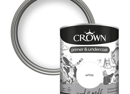 Crown Wood and MDF Primer and Undercoat, White (0.75 Litre)