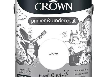 Crown Wood and MDF Primer and Undercoat, White (2.5 Litre)
