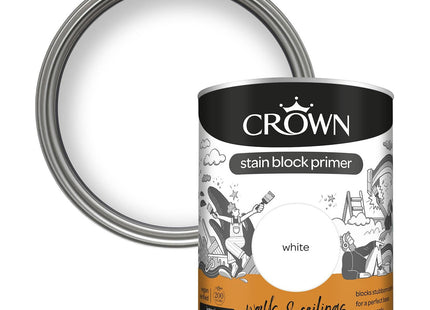 Crown Multi Surface Stain Block Primer & Undercoat, 750ml, White, Interior & Exterior