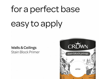 Crown Multi Surface Stain Block Primer & Undercoat, 750ml, White, Interior & Exterior