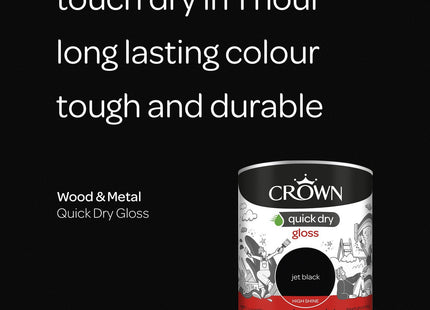 Crown Wood & Metal Jet Black Gloss Paint - Radiators & Railings 750ml