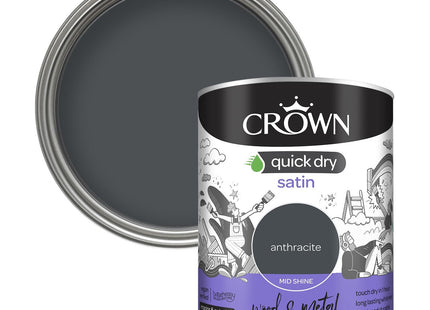 Crown Wood & Metal Anthracite Grey Paint Satin - Doors & Furniture 750ml