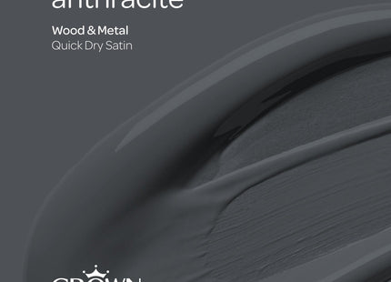 Crown Wood & Metal Anthracite Grey Paint Satin - Doors & Furniture 750ml