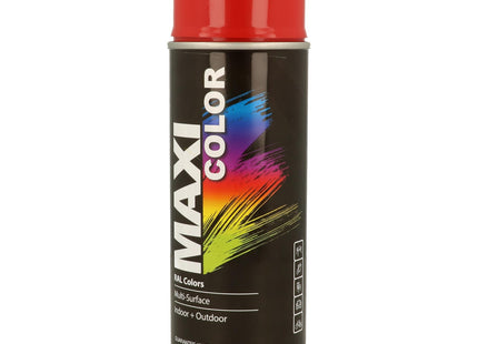 MaxiColor Gloss Flame Red Spray Fast-drying, high-gloss finish for metal, wood & plastic. smooth coverage 400ml RAL3000