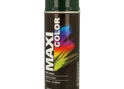 MaxiColor Gloss Fir Green Spray Fast-drying, high-gloss finish for metal, wood & plastic. smooth coverage 400ml RAL6009