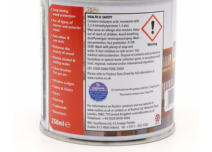Rustins Quick Dry Polyurethane Varnish Gloss Clear 250ml