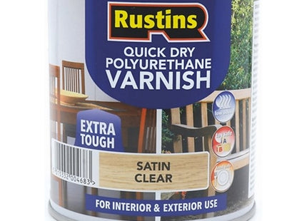 Rustins Quick Drying Polyurethane Satin Clear Varnish, 250ml (8.5 fl oz)