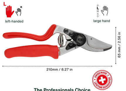 Felco Pruning Secateurs Model 10 Professional Large Left Handed Ergonomic Rotating Handle Hardened Steel Blade Floristry Gardening Horticulture
