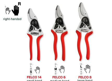 Felco Pruning Secateurs Model 10 Professional Large Left Handed Ergonomic Rotating Handle Hardened Steel Blade Floristry Gardening Horticulture