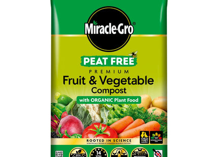 Miracle-Gro Peat Free Premium Fruit & Vegetable Compost with Organic Plant Food, 40 Litre