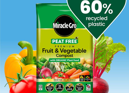 Miracle-Gro Peat Free Premium Fruit & Vegetable Compost with Organic Plant Food, 40 Litre