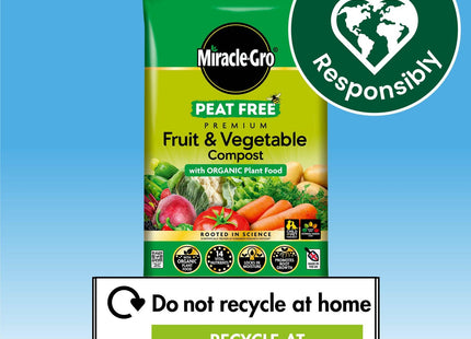 Miracle-Gro Peat Free Premium Fruit & Vegetable Compost with Organic Plant Food, 40 Litre