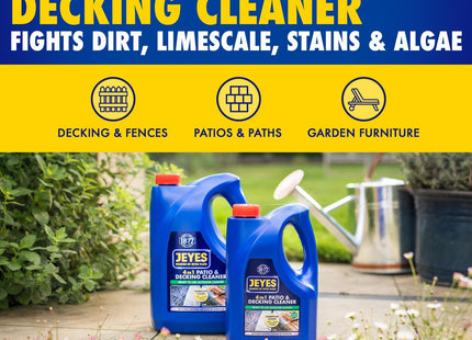 Jeyes 4 In 1 Patio & Decking Cleaner, Outdoor Disinfectant Liquid or Pressure Washer Detergent 4 Litre