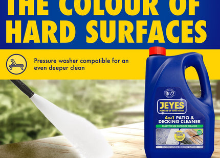 Jeyes 4 In 1 Patio & Decking Cleaner, Outdoor Disinfectant Liquid or Pressure Washer Detergent 4 Litre