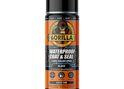 Gorilla Glue Waterproof Black Coat & Seal Spray, 450ml - Flexible, Weatherproof Liquid Sealant Seals out Water, Air & Moisture