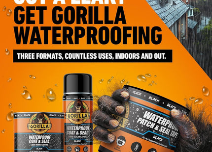 Gorilla Glue Waterproof Black Coat & Seal Spray, 450ml - Flexible, Weatherproof Liquid Sealant Seals out Water, Air & Moisture