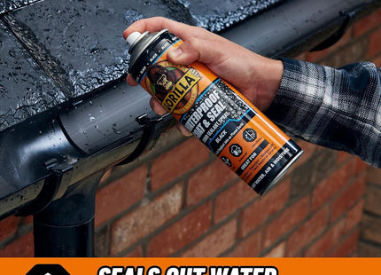 Gorilla Glue Waterproof Black Coat & Seal Spray, 450ml - Flexible, Weatherproof Liquid Sealant Seals out Water, Air & Moisture