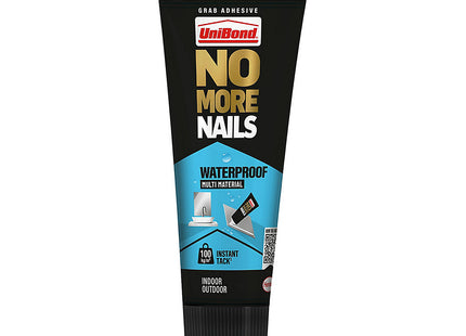 UniBond No More Nails Waterproof White High Strength Grab Adhesive, Weatherproof Mounting Glue Bonds on Damp Surfaces for Mirrors, Wood, Metal 206ml