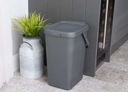 Addis Kitchen Recycling & General Storage bin Stackable Food Waste Organiser Caddy with Clip lock lid & carrying Handle 18 Litre 519286