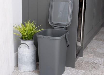 Addis Kitchen Recycling & General Storage bin Stackable Food Waste Organiser Caddy with Clip lock lid & carrying Handle 18 Litre 519286