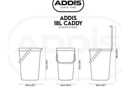 Addis Kitchen Recycling & General Storage bin Stackable Food Waste Organiser Caddy with Clip lock lid & carrying Handle 18 Litre 519286