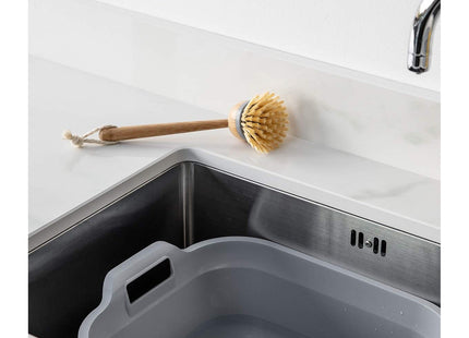 Addis Dish Brush with Natural Bamboo Finish, Classic Retro Style, Natural & Grey, Grey/Wood, 22 x 7 x 6 cm 517670