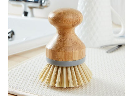 Addis Palm Manufacturing Dish Brush with Natural Bamboo, Natural & Grey, Grey/Wood, 6.7 x 6.7 x 9 cm 517683