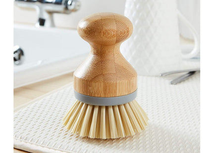 Addis Palm Manufacturing Dish Brush with Natural Bamboo, Natural & Grey, Grey/Wood, 6.7 x 6.7 x 9 cm 517683